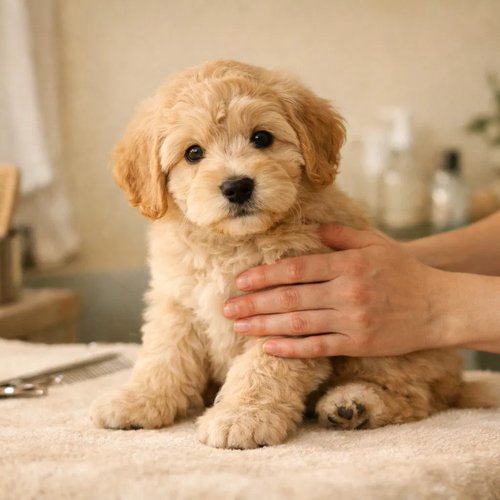 Puppy introduction grooming session